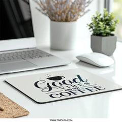 Good Vibes Coffee Mouse Pad, Office Decor, Desk Accessories, Coffee Lover Gift, Work From Home, Motivational Quote Mousepad - Tawshia