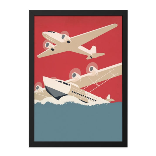 Vintage Seaplane Wall Art, Airplane Art Print, Aviation Poster, Retro Travel Art, Aviation Gift, Plane Lover Gift, Transportation Art - Tawshia