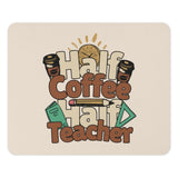 Half Coffee Half Teacher Mouse Pad, Teacher Appreciation Gift, Funny Teacher Mousepad, School Teacher Present, Teacher Coffee Lover - Tawshia