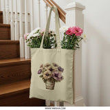 Floral Tote Bag, Anemone Flower Bucket Design, Stylish Everyday Bag, Unique Gift Idea, Botanical Art Tote - Tawshia
