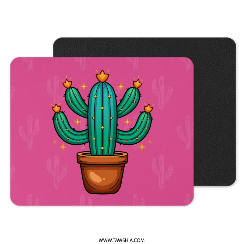 Cactus Mouse Pad, Potted Plant, Cute Desert Plant, Office Decor, Computer Accessory, Desk Mat, Gaming Mousepad - Tawshia