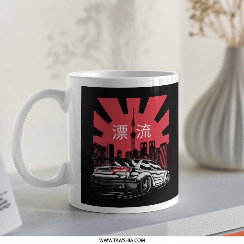 Tokyo Skyline Drifting Car Design Mug product