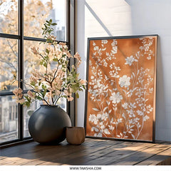 Floral Wall Art Print, Botanical Art Print, Orange Botanical Print, Flower Wall Art, Floral Illustration Art, Minimalist Flower Art - Tawshia