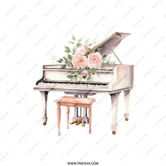 Piano Pillow, Floral Piano Art, Music Room Decor, Musical Instrument Accent Pillow, Unique Home Decor, Gift for Pianist, Grand Piano Design - Tawshia