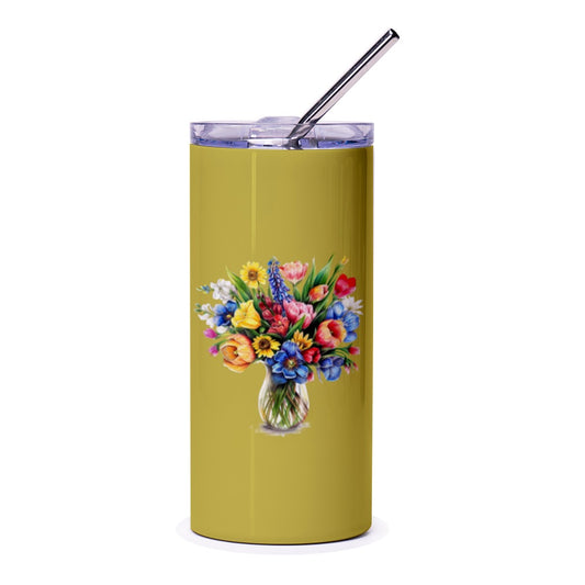 Floral Bouquet Tumbler, Colorful Flower Tumbler, Vase of Flowers Drinkware, Beautiful Floral Tumbler, Gift for Flower Lovers - Tawshia