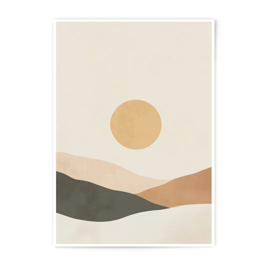 Minimalist Landscape Photographic Print, Desert Sun Art, Earth Tone Wall Decor, Abstract Mountain Photo, Modern Art Print, Home Decor - Tawshia