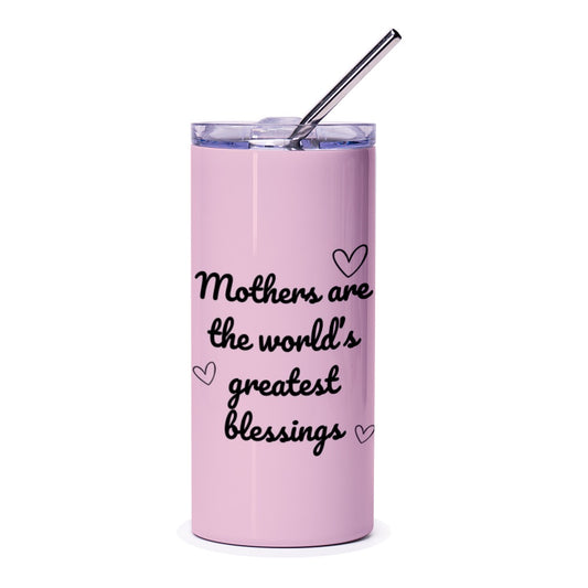 Mothers Day Tumbler, Mothers Are Blessings, Mom Gift, Heart Tumbler, Gift for Mom, Pink Tumbler, Tumbler with Straw, Mom Appreciation - Tawshia
