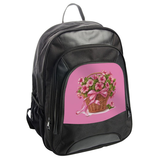 Flower Basket Backpack, Pink Petunias, Floral Backpack, Gift for Her, Cute Backpack, Everyday Backpack, Stylish Backpack, Trendy Backpack - Tawshia