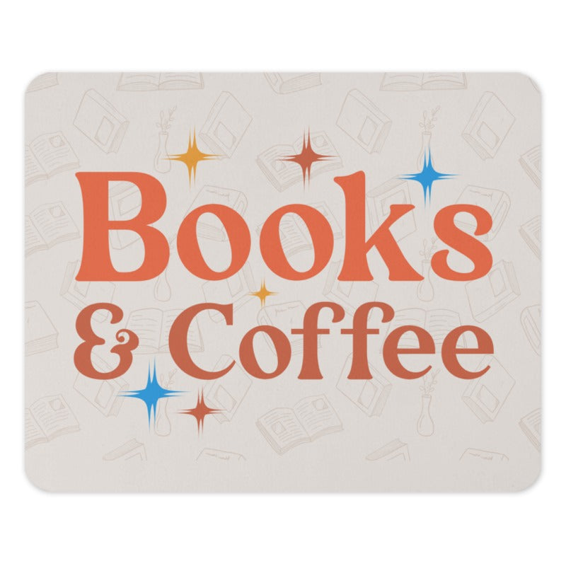 Books and Coffee Mouse Pad, Retro Design, Reader Gift, Book Lover Gift, Coffee Lover Gift, Cute Office Decor, Desk Accessories - Tawshia