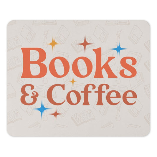 Books and Coffee Mouse Pad, Retro Design, Reader Gift, Book Lover Gift, Coffee Lover Gift, Cute Office Decor, Desk Accessories - Tawshia