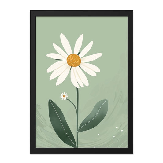 Daisy Wall Art, Floral Print, Botanical Decor, Minimalist Art, Flower Wall Decor, Simple Art Print, Spring Decor, Green Wall Art (138) - Tawshia