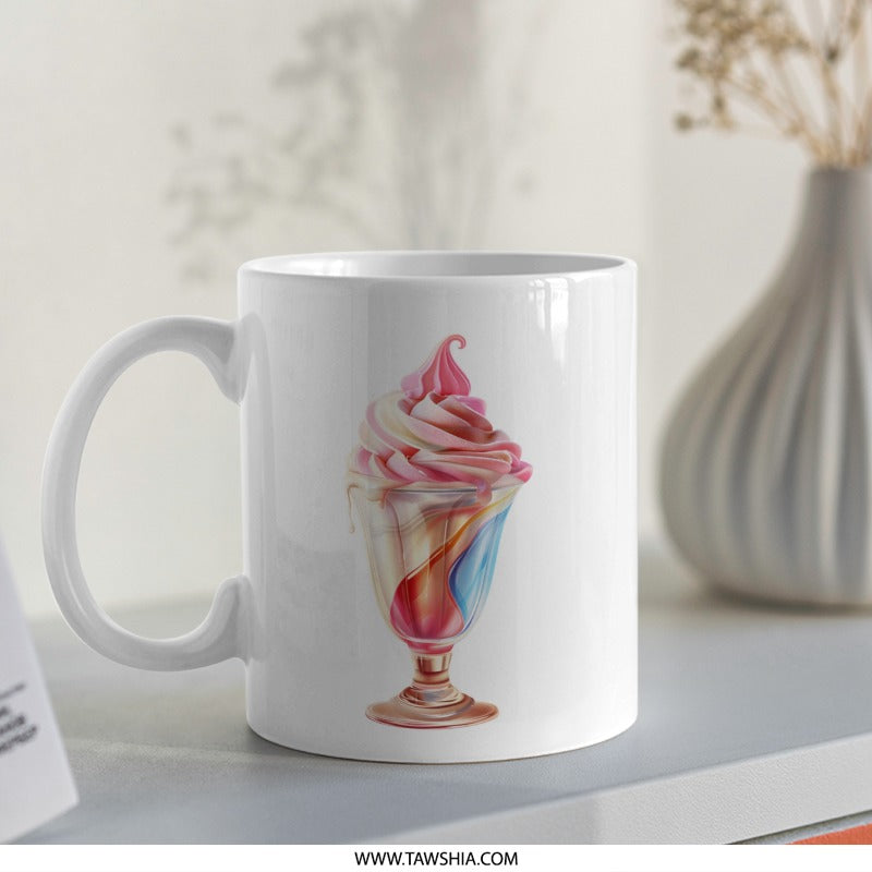 Ice Cream Sundae Mug, Sweet Treat Design, Dessert Lover Gift, Fun Kitchen Decor, Unique Coffee Mug, Foodie Gift, Ice Cream Art Mug - Tawshia