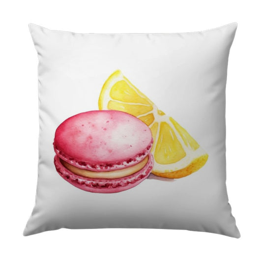 Macaron Pillow, Lemon Slice Art, Foodie Home Decor, Watercolor Pillow, Sweet Treat Cushion, Kitchen Accent Pillow, Dessert Lover Gift - Tawshia