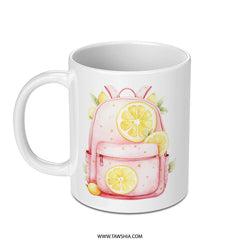 Lemon Backpack Mug, Cute Backpack Gift, Citrus Design Mug, Backpack Lover Gift, Trendy Backpack Mug - Tawshia