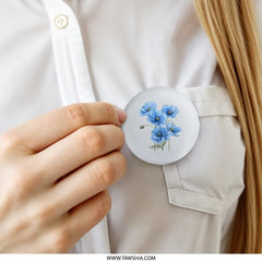 Blue Poppy Pinback, Floral Pinback Button, Flower Pin, Botanical Pin, Poppy Lover Gift, Elegant Lapel Pin, Unique Accessory, Nature Inspired - Tawshia