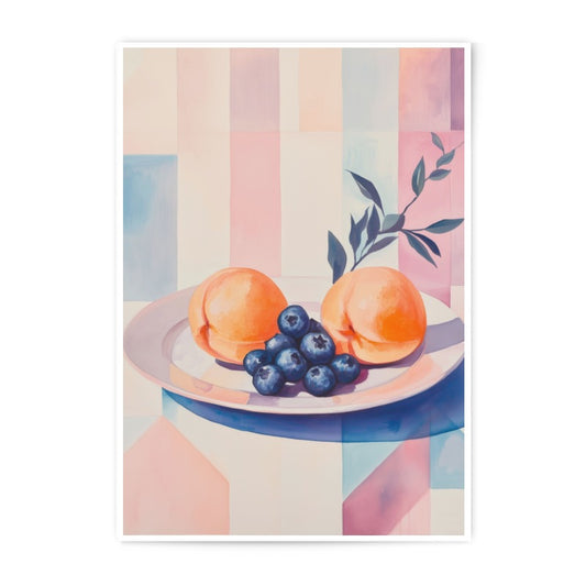 Peach Photographic Prints, Blueberry Art Prints, Fruit Wall Art, Kitchen Decor, Still Life Artwork, Fine Art Photography, Home Decor - Tawshia