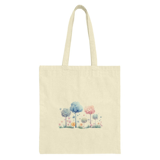 Watercolor Floral Tote Bag, Pastel Flower Design, Whimsical Garden Art, Cute Canvas Bag, Everyday Tote, Book Bag, Shopping Bag - Tawshia