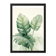 Monstera Leaf Wall Art, Tropical Plant Print, Botanical Art, Modern Home Decor, Green Leaves Wall Decor - Tawshia