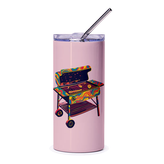 Psychedelic Grill Tumbler, BBQ Party Cup, Retro 70s Vibe Tumbler, Funky Grill Design, Cookout Gift, Unique Tumbler, Grill Master Gift - Tawshia