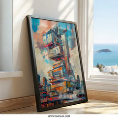 Futuristic Cityscape Wall Art, Abstract Building Print, Sci Fi Architecture Decor, Modern Home Wall Art, Contemporary Office Wall Art - Tawshia