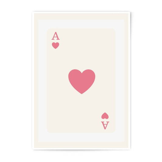 Ace of Hearts Photographic Print, Playing Card Art, Minimalist Wall Decor, Card Game Art, Pink Heart Print, Gamer Gift Idea - Tawshia