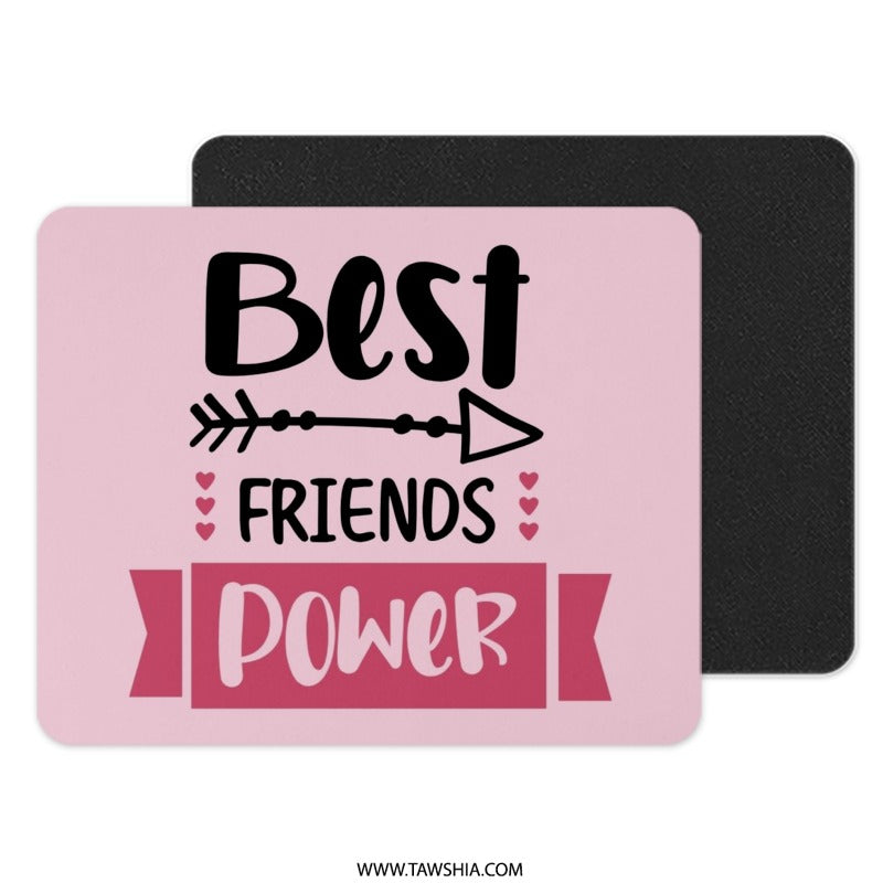Best Friends Power Mouse Pad, Cute Pink Mousepad, Girl Power Office Decor, Gift For Friend, Bestie Gift, Desk Accessory, Work From Home - Tawshia