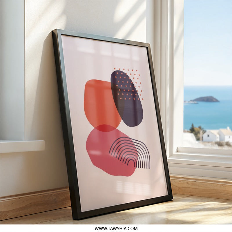 Abstract Shapes Wall Art, Modern Art Print, Geometric Wall Decor, Minimalist Poster, Contemporary Art, Trendy Home Decor - Tawshia