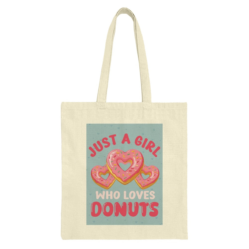 Donut Lover Tote Bag, Girl Who Loves Donuts, Cute Heart Donut Design, Foodie Gift, Bakery Tote, Sweet Treat Bag, Everyday Carry - Tawshia