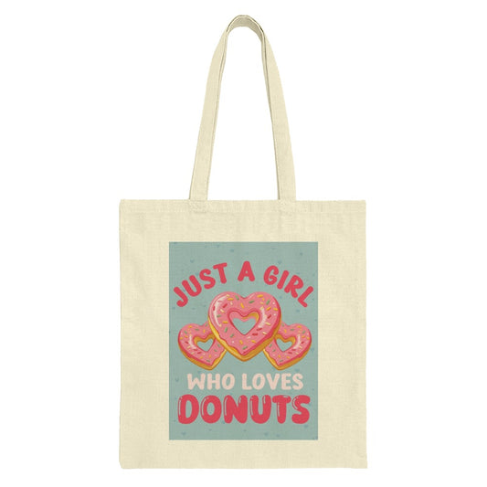 Donut Lover Tote Bag, Girl Who Loves Donuts, Cute Heart Donut Design, Foodie Gift, Bakery Tote, Sweet Treat Bag, Everyday Carry - Tawshia