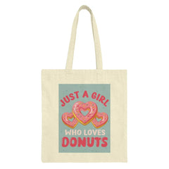 Donut Lover Tote Bag, Girl Who Loves Donuts, Cute Heart Donut Design, Foodie Gift, Bakery Tote, Sweet Treat Bag, Everyday Carry - Tawshia