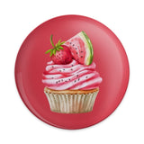 Cupcake Pinback Button, Strawberry and Watermelon Topping Button, Cute Dessert Button, Food Lover Pin, Unique Sweet Treat Pin - Tawshia