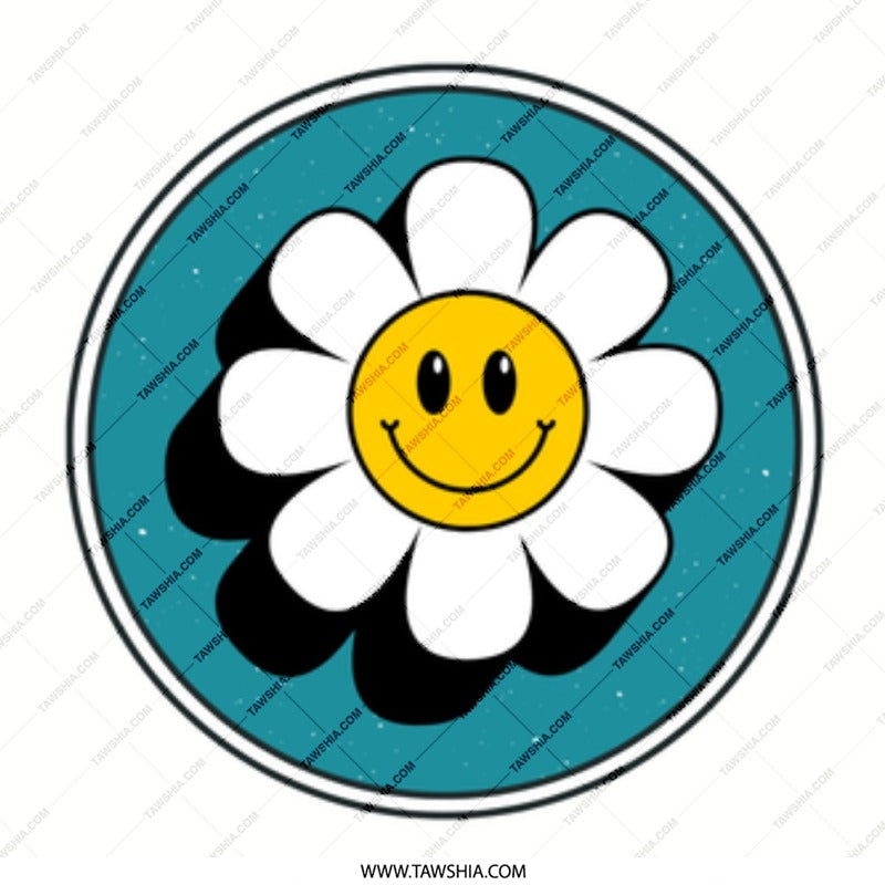 Retro Smiley Daisy Mug, 70s Flower Power, Groovy Aesthetic, Cute Happy Mug, Trendy Gift Idea - Tawshia