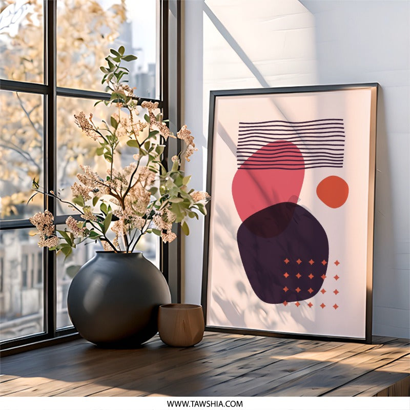 Abstract Shapes Wall Art, Modern Geometric Print, Minimalist Art Decor, Trendy Home Wall Decor, Contemporary Art - Tawshia