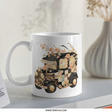 Floral Vintage Car Mug, Antique Vehicle Coffee Cup, Retro Automobile Gift, Unique Design Mug - Tawshia