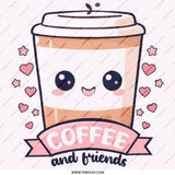 Cute Coffee Pinback Button, Coffee And Friends Button, Kawaii Coffee Lover Button, Trendy Coffee Gift, Friendship Button, Gift for Coffee - Tawshia