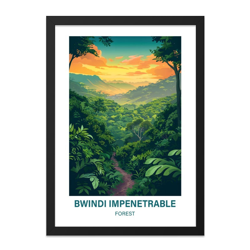 Bwindi Impenetrable Forest Wall Art, Jungle Landscape Print, Nature Scenery Poster, Lush Greenery Home Decor, Sunset Forest View Artwork - Tawshia