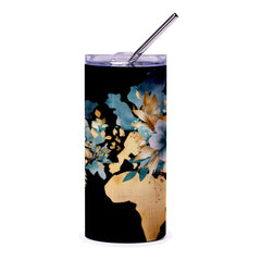 Floral Africa Map Tumbler, Travel Tumbler, Elegant Tumbler, Trendy Tumbler, Gift Idea, Stylish Drinkware, Unique Design Tumbler - Tawshia