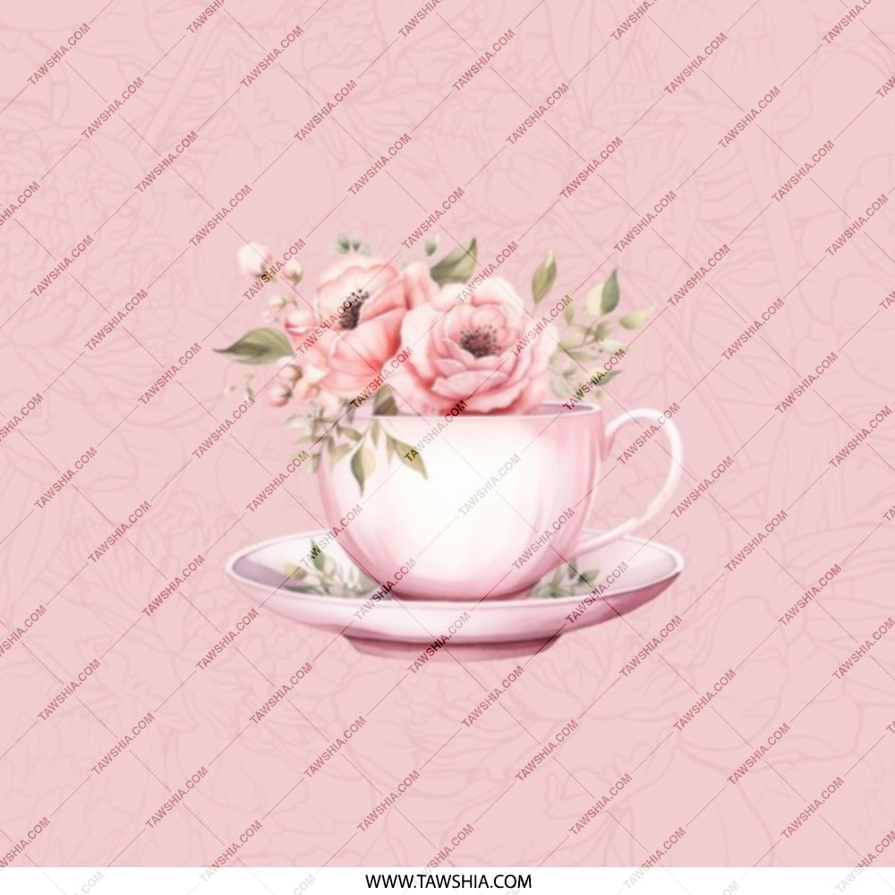 Floral Tea Cup Pocket Mirror, Cute Purse Mirror, Pink Flower Mirror, Travel Mirror, Cosmetic Mirror, Gifts for Her, Bridesmaid Gifts - Tawshia