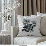 Lotus Flower Pillow, Floral Throw Pillow, Elegant Home Decor, Decorative Accent Pillow, Botanical Print Cushion - Tawshia
