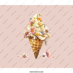 Floral Ice Cream Cone Backpack, Sweet Treat School Bag, Unique Design Backpack, Food Lover Gift, Trendy Bookbag, Stylish Backpack - Tawshia