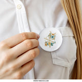 Nautical Floral Pinback Button, Ship Wheel Flowers, Ocean Theme Button, Coastal Decor, Beach Lover Gift, Unique Pin, Elegant Accessory - Tawshia