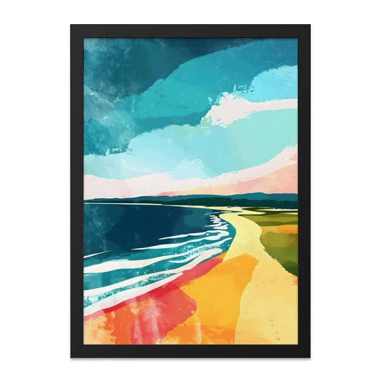 Abstract Beach Painting, Coastal Wall Art, Seascape Print, Modern Art Decor, Beach House Art, Ocean View, Home Decor, Framed Wall Art - Tawshia