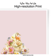 Floral Ice Cream Cone Photographic Prints, Whimsical Wall Art, Pastel Pink Decor, Summer Dessert Art, Flower Ice Cream Prints - Tawshia