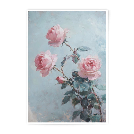 Pink Roses Photographic Print, Floral Wall Art, Botanical Decor, Vintage Style Flower Photography, Home Decor Print - Tawshia