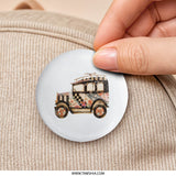 Vintage Car Pinback Button, Classic Automobile Badge, Floral Auto Pin, Retro Vehicle Flair, Collectible Pin Button, Unique Car Lover Gift - Tawshia