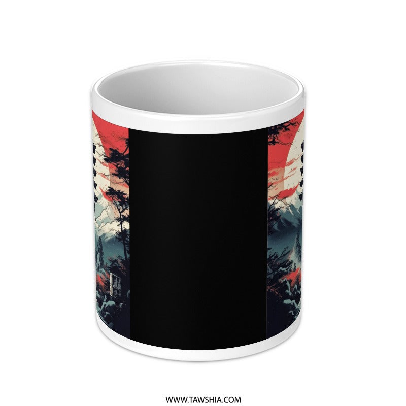 Japanese Mountain and Sunset Themed Mug product