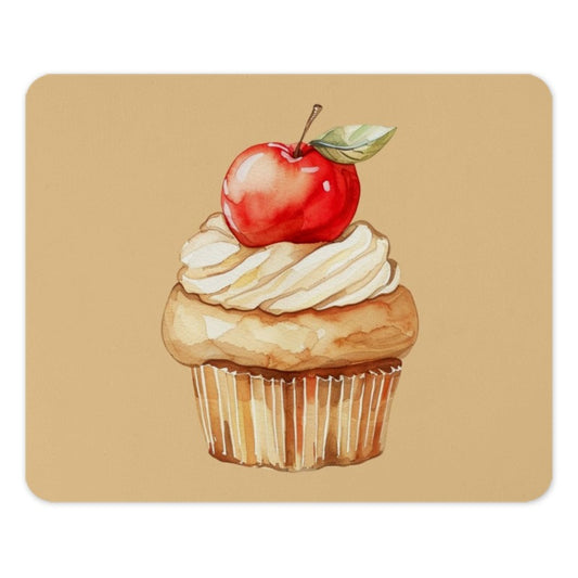 Apple Cupcake Mouse Pad, Watercolor Art, Sweet Treat Decor, Cute Desk Accessory, Food Lover Gift, Unique Office Gift, Stylish Mousepad - Tawshia
