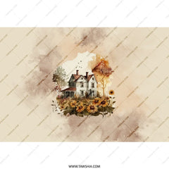 Sunflower Farmhouse Tumbler, Rustic Home Decor Tumbler, Autumn Landscape Tumbler, Countryside Design Tumbler, Nature Lover Gift - Tawshia