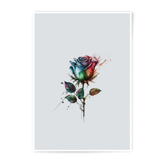 Rainbow Rose Photographic Prints, Watercolor Flower Art, Colorful Rose Wall Decor, Floral Photo Print, Rose Poster, Home Decor, Gift Idea - Tawshia
