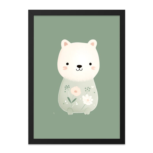 Floral Bear Wall Art, Cute Animal Print, Nursery Decor, Baby Room Art, Kids Wall Decor, Pastel Artwork, Woodland Creature Art - Tawshia
